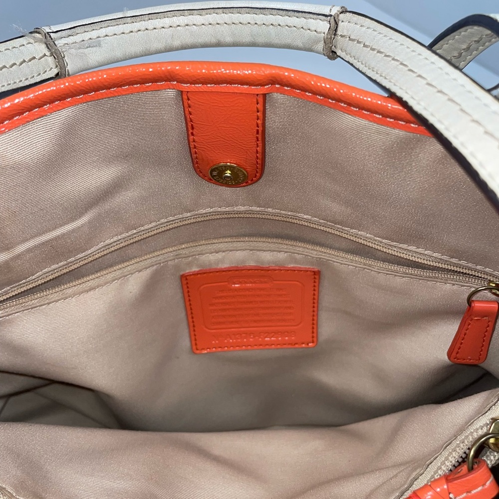 Coach Gorgeous Beige and Orange Shoulder Tote 👜 - Picture 8 of 11